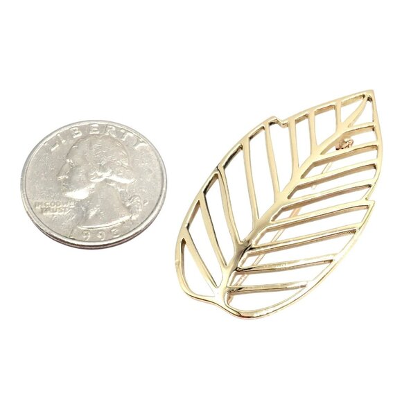 Authentic! Tiffany & Co Angela Cummings 18k Yellow Gold Leaf Pin Brooch 1981 - Picture 3 of 9